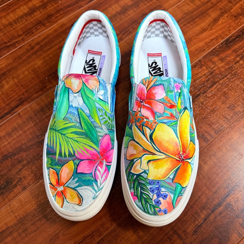 Van’s Custom Handpainted Mens sz 13 Popcrush Skateboarding Island Slip On shoes - Picture 2 of 12